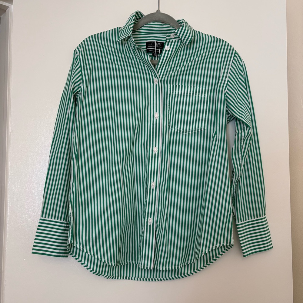 Green Striped Cotton Shirt